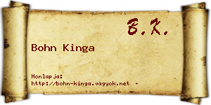 Bohn Kinga névjegykártya